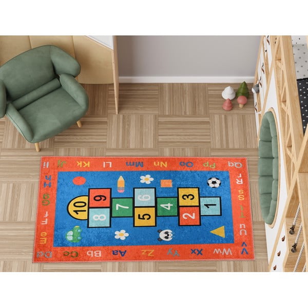 Oranžový prateľný detský hrací koberec 120x180 cm Hopscotch Orange – Vitaus-image-1