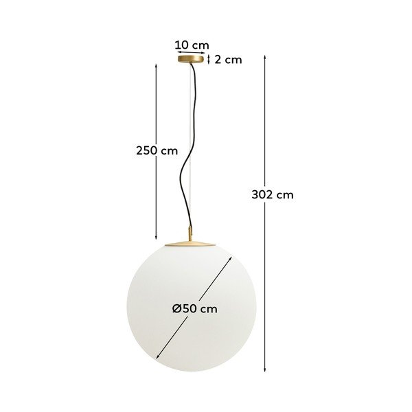 Biele/v zlatej farbe závesné svietidlo so skleneným tienidlom ø 10 cm Brisia – Kave Home-image-4