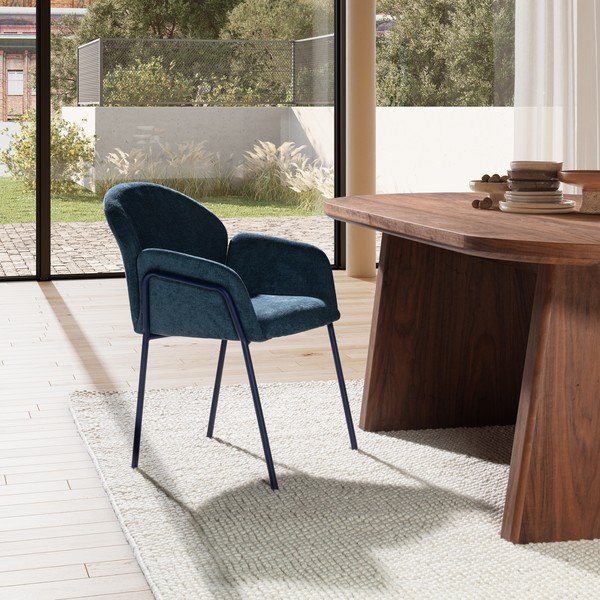 Modré čalúnené jedálenské kreslá v súprave 2 ks Aslin – MOME-image-2