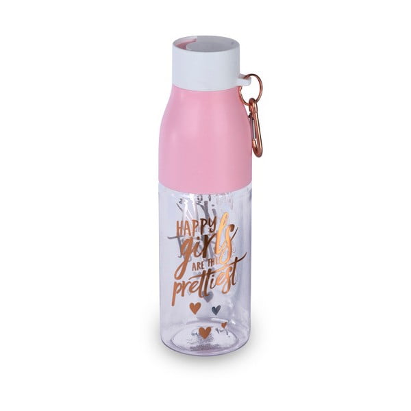 Ružová fľaša s karabínou Tri-Coastal Design Happy, 750 ml