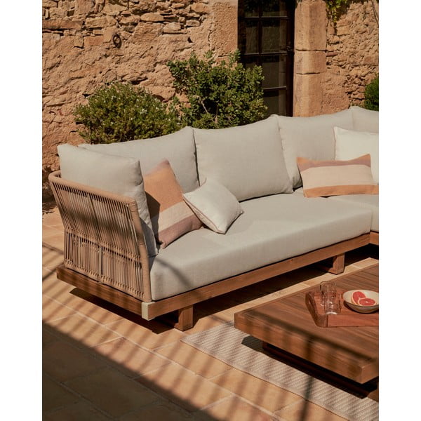 Záhradná lounge súprava z masívu akácie pre 5 v krémovo-prírodnej farbe Raco – Kave Home-image-3