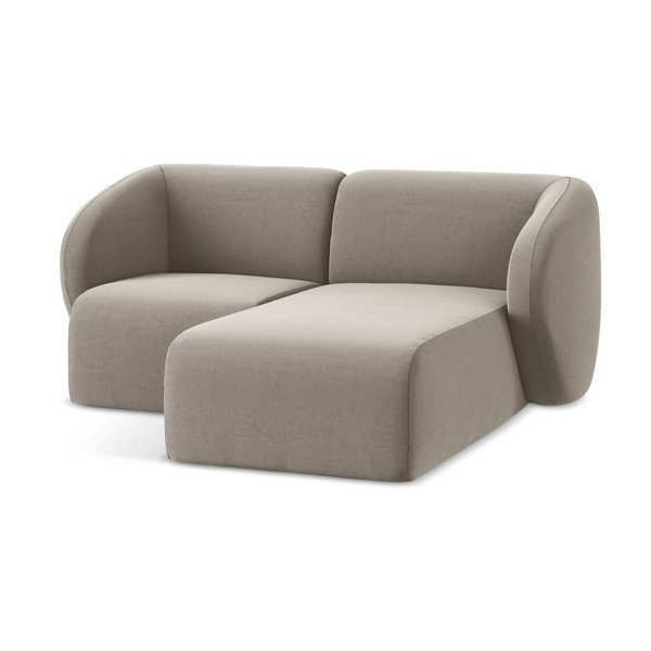 Svetlohnedá zamatová rohová pohovka (pravý roh/s leňoškou) Lani – Makamii-image-4