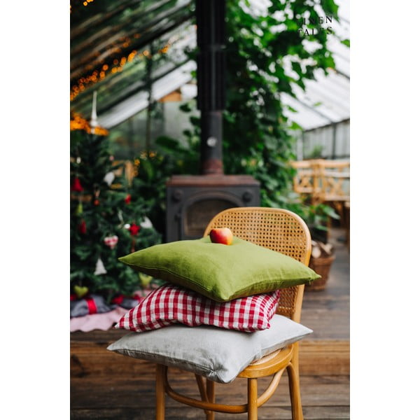 Ľanová obliečka na vankúš 50x50 cm Red Gingham – Linen Tales-image-2