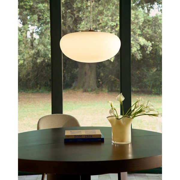 Biele závesné svietidlo so skleneným tienidlom ø 50 cm Ardali – Kave Home-image-1
