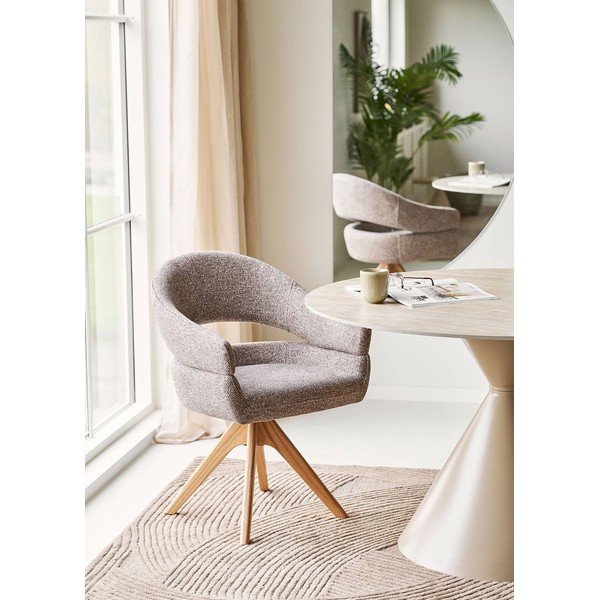 Hnedé čalúnené jedálenské kreslo s podrúčkami Dover – House Nordic-image-1