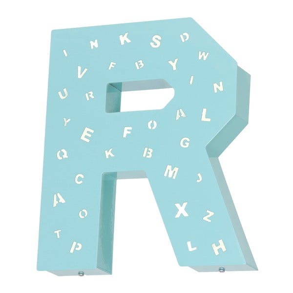 Tyrkysová svetelná dekorácia v tvare písmena Glimte Letter R
