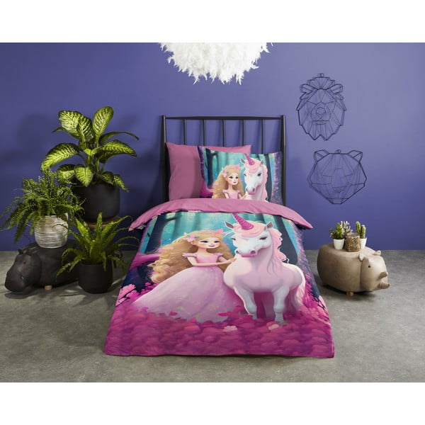 Ružové detské obliečky na jednolôžko/predĺžené z mikrovlákna 140x220 cm Julia – Good Morning-image-1