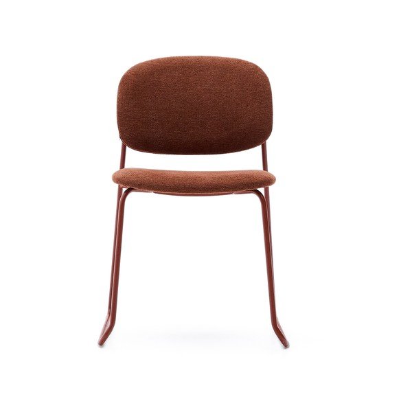 Kovová stohovateľná jedálenská stolička v terakotovej farbe Meli – Kave Home-image-2