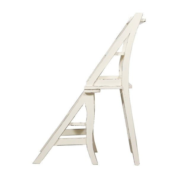 Biela stolička z mahagónového dreva a skladací rebrík v jednom Biscottini Claudia-image-2