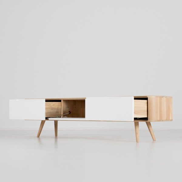 Televízny stolík z dubového dreva Gazzda Ena, 180 × 42 × 45 cm-image-1