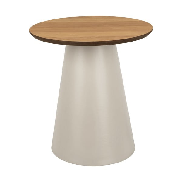 Okrúhly konferenčný stolík s doskou v dubovom dekore v krémovo-prírodnej farbe ø 45 cm Soli – Actona-image-3