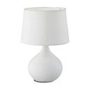 Biela stolová lampa z keramiky a tkaniny Reality Martin, výška 29 cm
