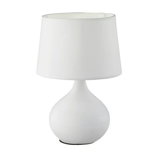 Biela stolová lampa z keramiky a tkaniny Reality Martin, výška 29 cm