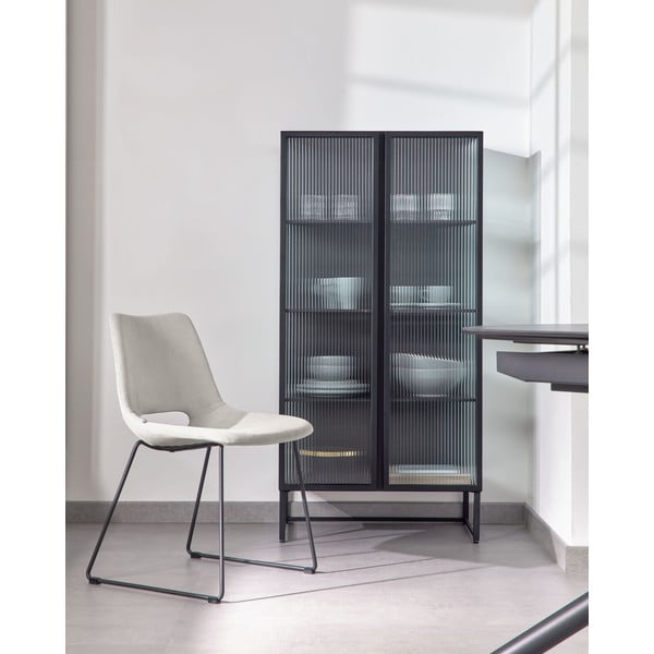 Čierna oceľová vitrína 70x143x41 cm Trixie – Kave Home-image-1