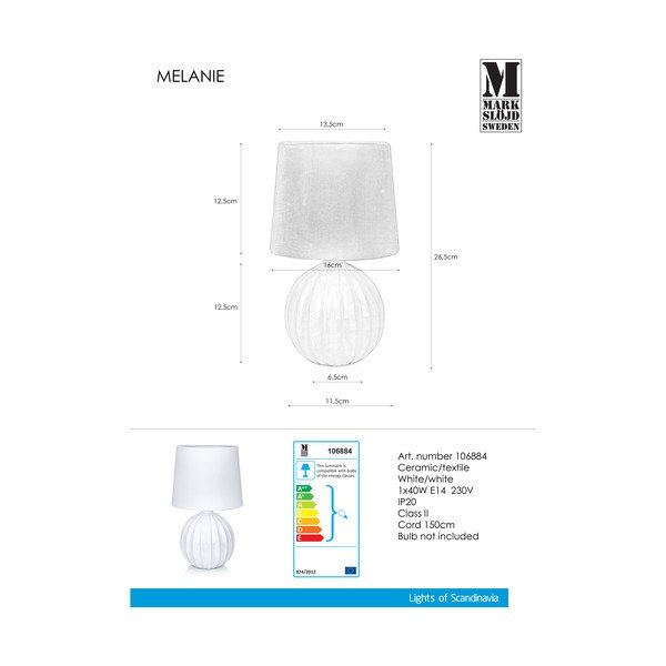 Biela stolová lampa Markslöjd Melanie-image-1