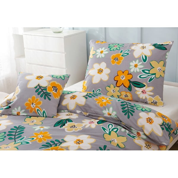 Oranžovo-sivé trojdielne obliečky na jednolôžko z mikrosaténu 140x200 cm Grace – My House-image-3