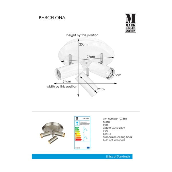 Nástenné svietidlo v striebornej farbe Markslöjd Barcelona Tres-image-1