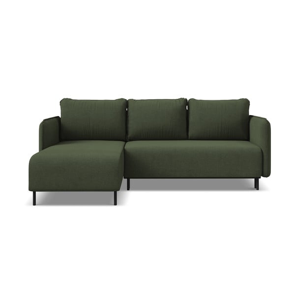 Zelená rozkladacia/s úložným priestorom rohová pohovka (ľavý roh) Luana – Makamii