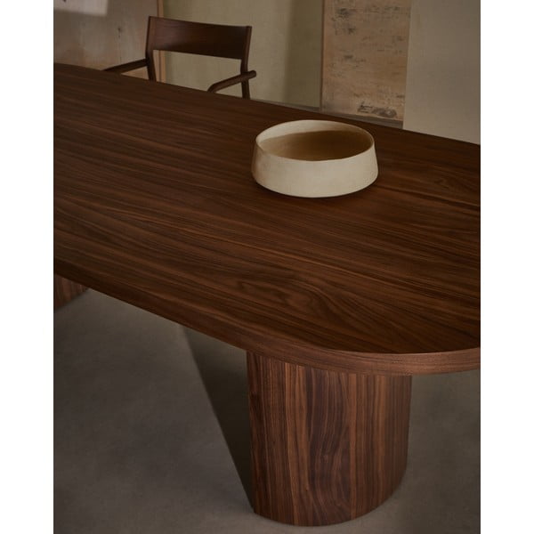 Okrúhly jedálenský stôl s doskou v dekore orechového dreva 100x200 cm Nealy – Kave Home-image-2