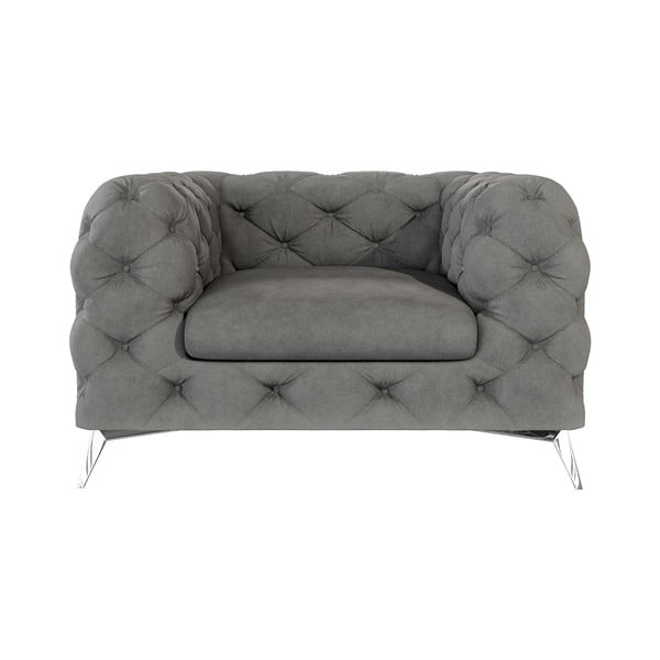 Sivé zamatové kreslo Chelsea – Ropez-image-1