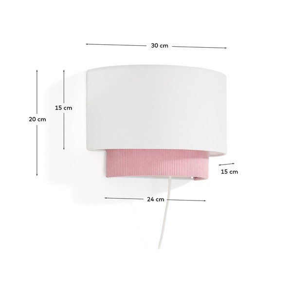 Biele/svetloružové detské nástenné svietidlo s textilným tienidlom Bianella – Kave Home-image-4