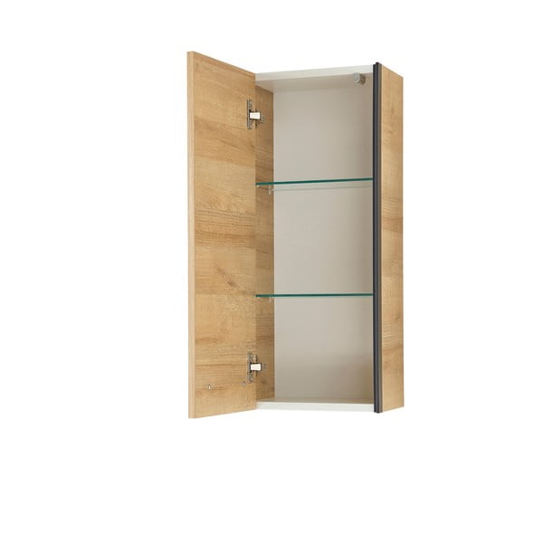 Závesná kúpeľňová skrinka v dekore duba v prírodnej farbe 70x30 cm Quickset 395 – Pelipal-image-2