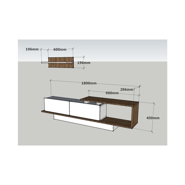 Biela/prírodná TV súprava 180x55 cm Asos – Woody Fashion-image-1
