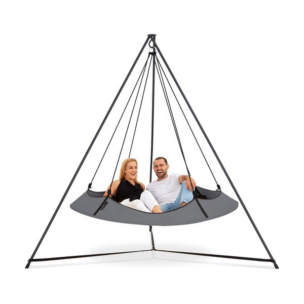 Sivá záhradná hojdačka so stojanom – Hangout Pod-image-2