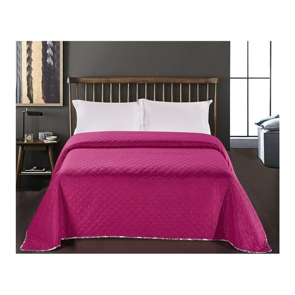 Fialovo-ružový pléd cez posteľ z mikrovlákna Decoking Vivian, 220 × 240 cm