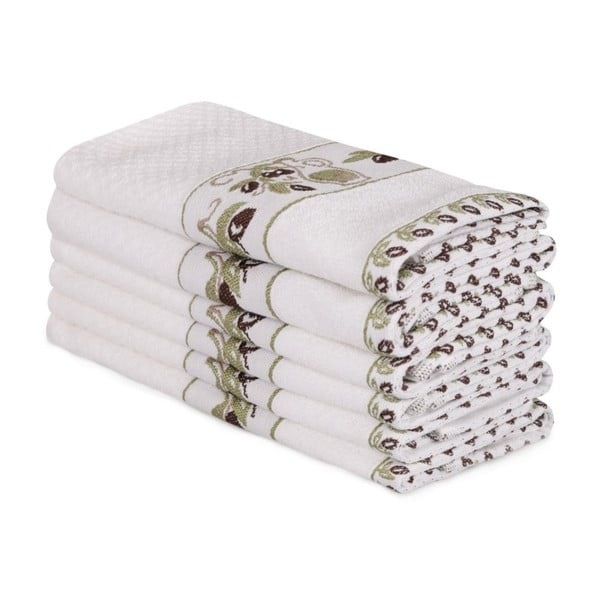 Sada 6 béžových bavlnených uterákov Beyaz Lento, 30 × 50 cm
