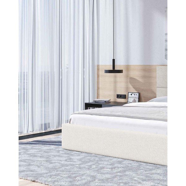 Béžová čalúnená dvojlôžková posteľ s úložným priestorom s roštom 140x200 cm Bufo – MESONICA-image-4