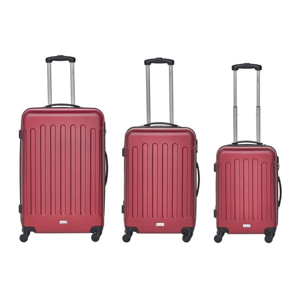 Sada 3 červených cestovných kufrov Packenger Traveller