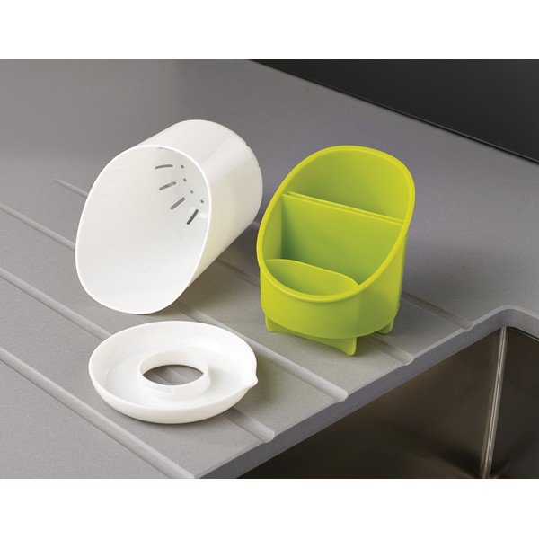 Bielo-zelený odkvapkávací stojan na príbory a kuchynské nástroje Joseph Joseph Dock-image-4