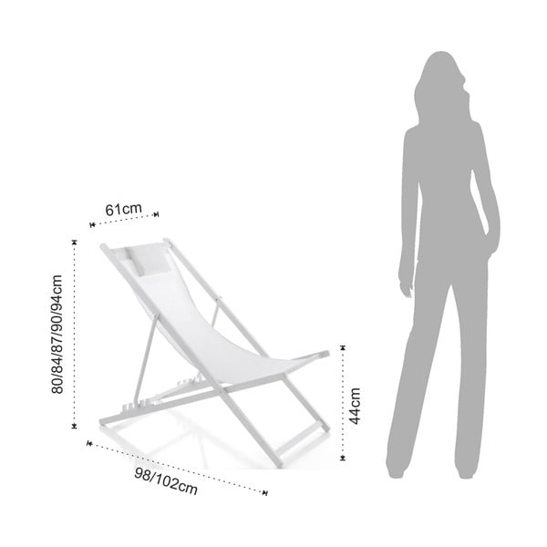 Biele kovové skladacie záhradné ležadlo Milos – Tomasucci-image-4