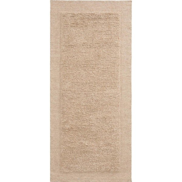 Béžový ručne tkaný vlnený behúň 80x200 cm Marely – Kave Home