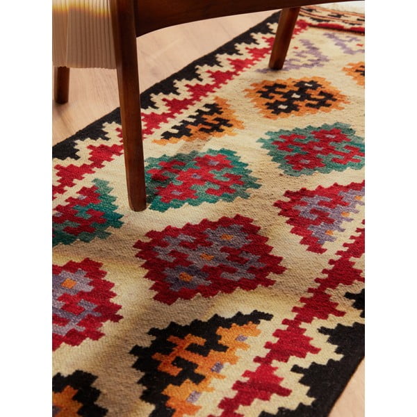 Červený obojstranný ručne tkaný vlnený behúň 60x190 cm Kamal Kian – Nouristan-image-4