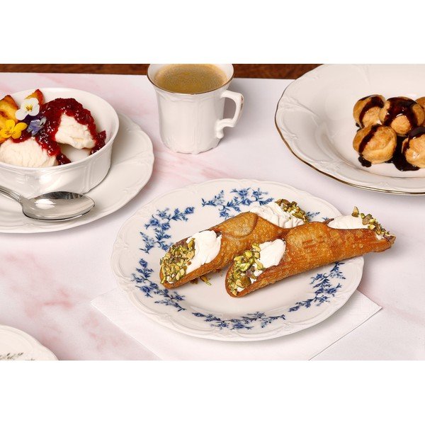 Biely/modrý dezertný porcelánový tanier ø 16 cm Retro – BonBistro-image-1