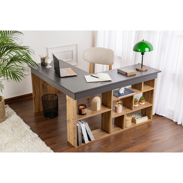 Pracovný stôl v dekore borovice 120x130 cm Vesper – Kalune Design-image-1