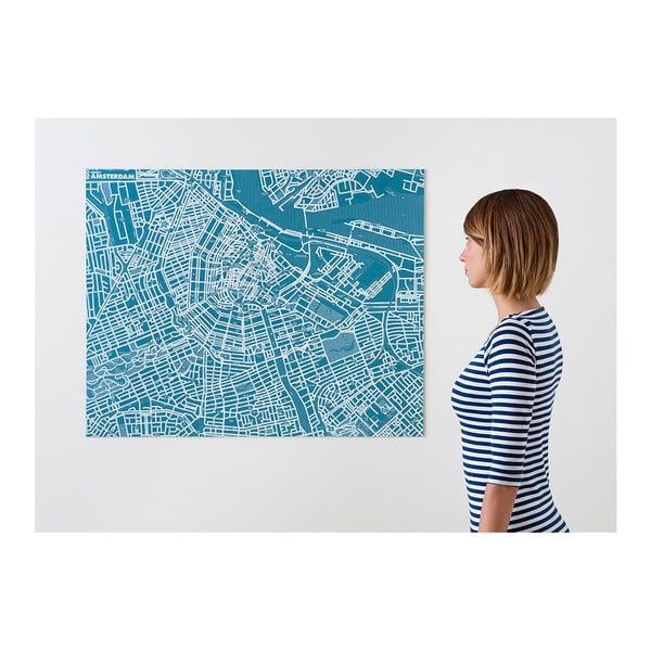 Modrá nástenná mapa Palomar Pin Amsterdam