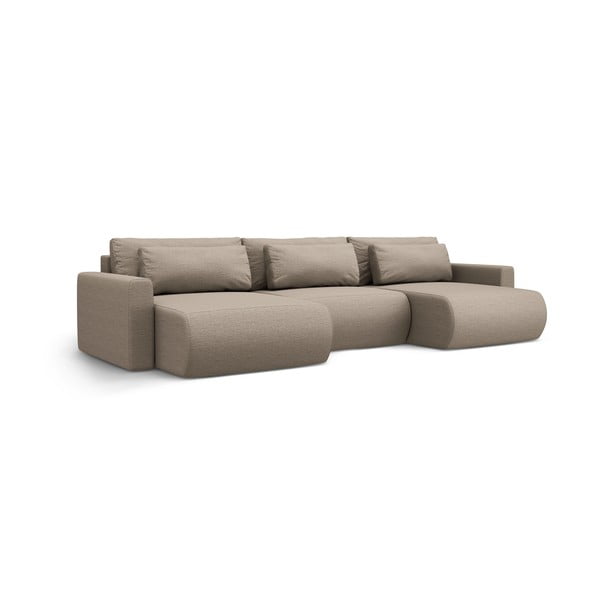 Svetlohnedá rozkladacia rohová pohovka s úložným priestorom (do "U") Belfast – Cosmopolitan Design-image-4