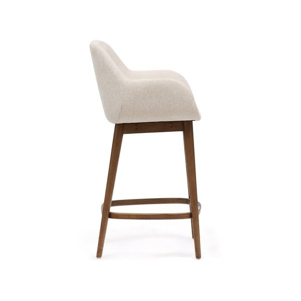 Béžová čalúnená barová stolička s podrúčkami (výška sedadla 66 cm) Konna – Kave Home-image-3