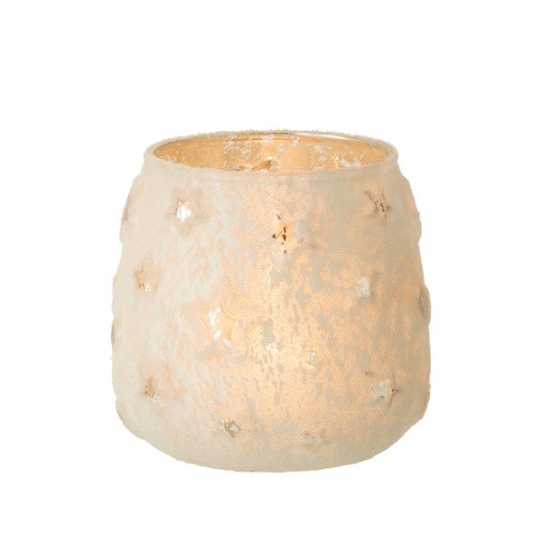 Biely sklenený vianočný svietnik J-Line Star-image-2