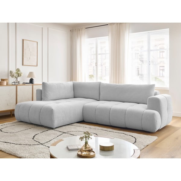 Svetlosivá rozkladacia/s úložným priestorom rohová pohovka (ľavý roh/do L) Fuji – Bobochic Paris-image-1