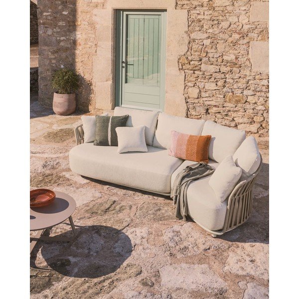 Béžová/taupe čalúnená záhradná pohovka Osani – Kave Home-image-1