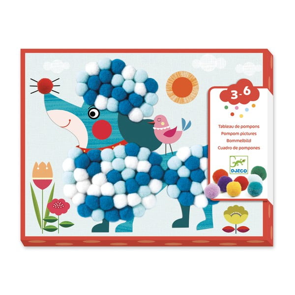 Súprava pre výrobu koláží s brmbolcami Djeco Dogs-image-2