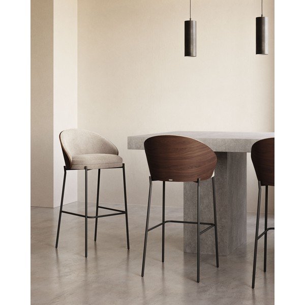 Hnedá/béžová barová stolička (výška sedadla 77 cm) Eamy – Kave Home-image-1