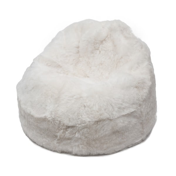 Puf z ovčej kožušiny s krátkym vlasom White