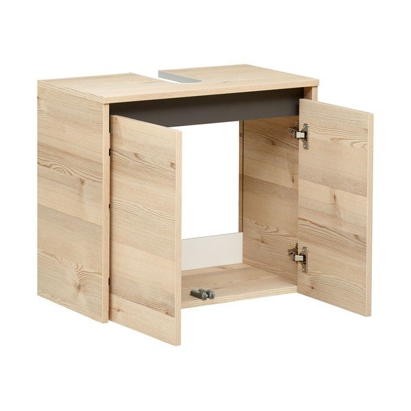 Závesná skrinka pod umývadlo v dekore borovice v prírodnej farbe 53x60 cm Quickset 393 – Pelipal-image-1