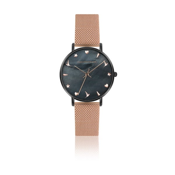 Dámske hodinky s remienkom z antikoro ocele v ružovozlatej farbe Emily Westwood Noir