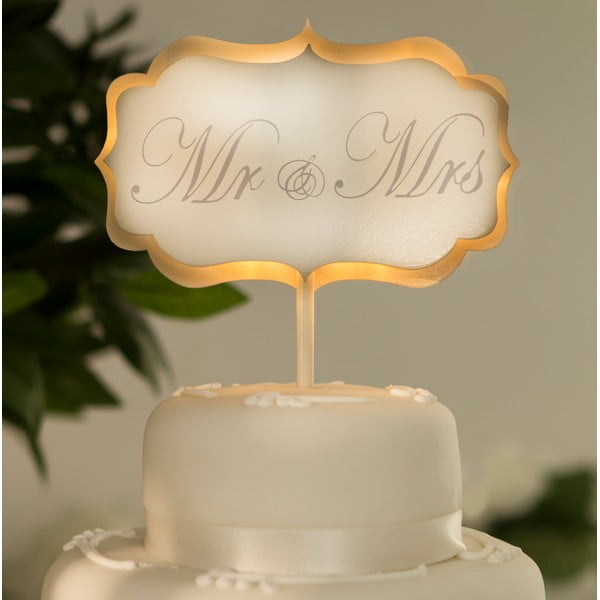 Svadobná dekorácia na tortu s LED svetielkami Cake White